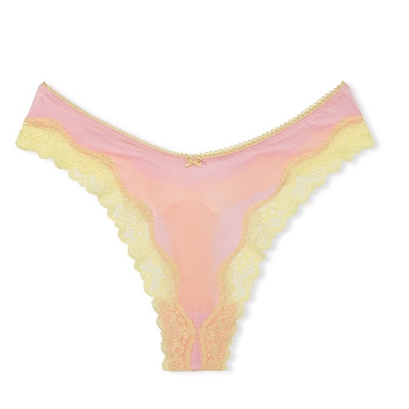 Victoria's Secret Tease High-Leg Scoop Thong Panty Pretty Blossom Large NEW - Picture 4 of 8